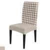 Chair Slipcover Country Style Brown and White Checkered Plaid Gingham Removable Stretch Chair Covers Parsons Chair Protector Covers for Kitchen Dining Room Banquet Party, Set of 4 view 1