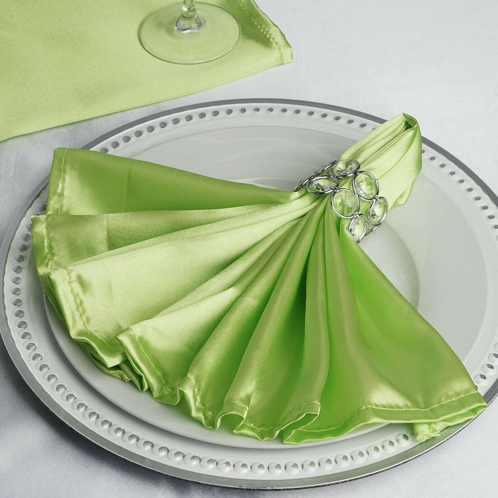 10 Pcs Apple Green Silky Satin 20x20 Wedding Napkins Party Table Linens Catering