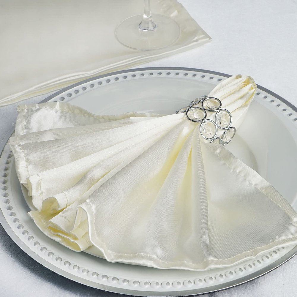 10 Pcs Ivory Silky Satin 20x20 Wedding Napkins Party Table Linens Catering Supply