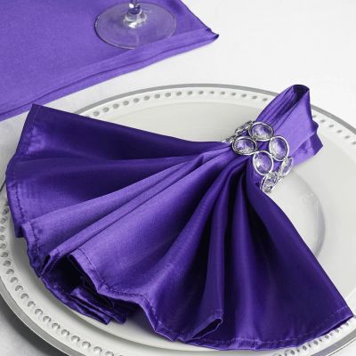 10 Pcs Purple Silky Satin 20x20 Wedding Napkins Party Table Linens Catering