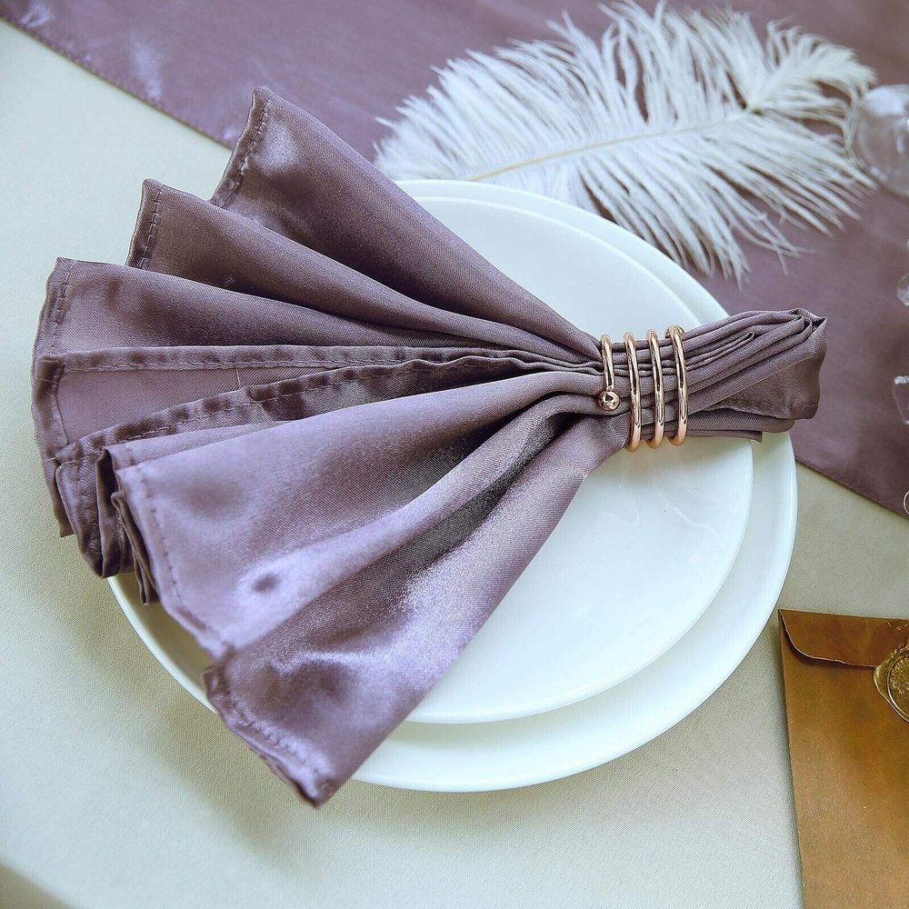 10 Pcs Amethyst Silky Satin 20x20 Wedding Napkins Party Table Linens Catering