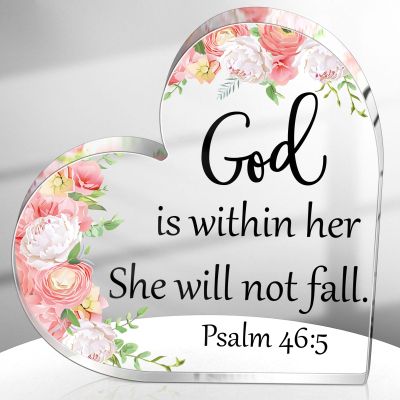 Gerrii Christian Gifts for Women Inspirational Religious Gifts Bible Verse Desk Decor Spiritual Acrylic Plaque Sign Gift for Mother's Day Birthday Mom Sister(Floral,5.9x5.9x0.55 Inches)