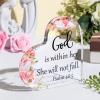 Gerrii Christian Gifts for Women Inspirational Religious Gifts Bible Verse Desk Decor Spiritual Acrylic Plaque Sign Gift for Mother's Day Birthday Mom Sister(Floral,5.9x5.9x0.55 Inches) view 2