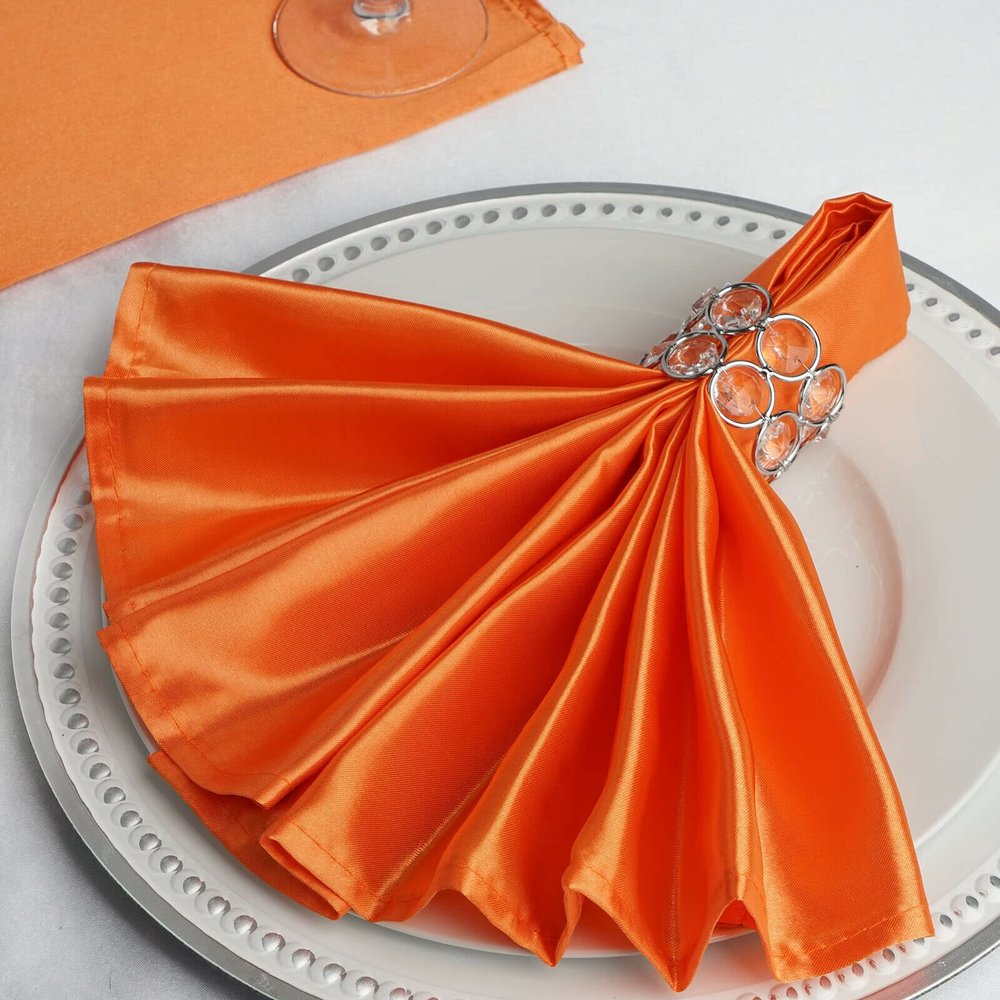 10 Pcs Orange Silky Satin 20x20 Wedding Napkins Party Table Linens Catering