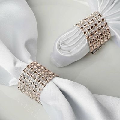 10 Pcs Champagne Diamond Napkin Rings Wedding Party Catering Dinner Decorations