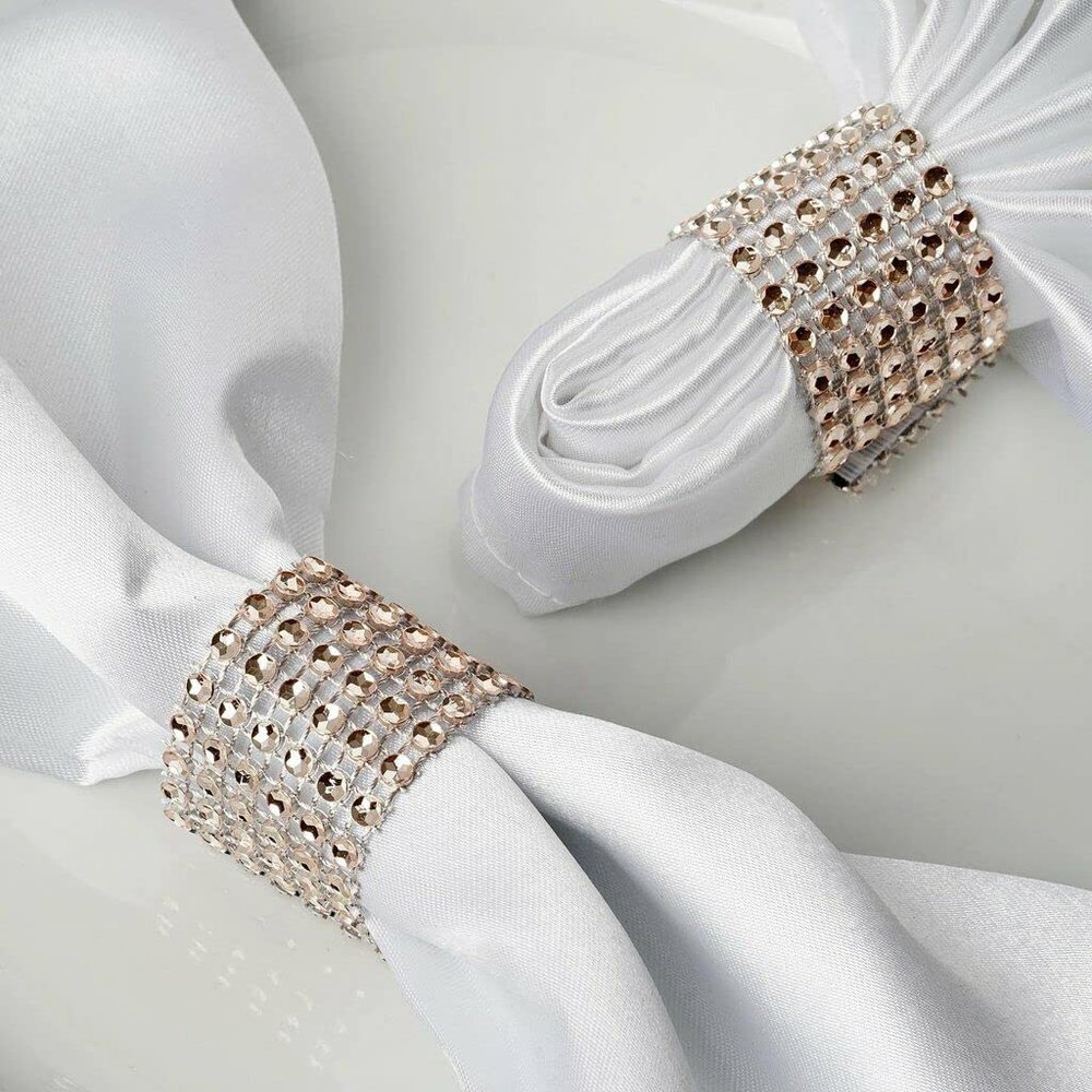 10 Pcs Champagne Diamond Napkin Rings Wedding Party Catering Dinner Decorations