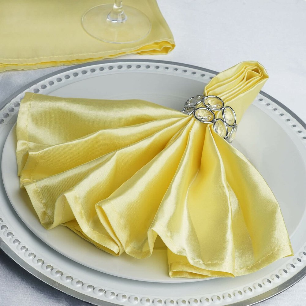 10 Pcs Yellow Silky Satin 20x20 Wedding Napkins Party Table Linens Catering