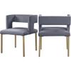 MAKLAINE 19" Contemporary Velvet Dining Chair in Gray (Set of 2) view 1