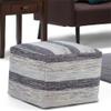 Trent Home Boho Square Pouf, 18 x 18 in, Handwoven Cotton, Patterned Blue Melange, Multi-Functional Ottoman or Footstool, Compact Indoor Seating for Living Room or Bedroom view 2