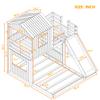 Twin Over Full Bunk Bed Frames with Slide, Safety Guardrails and Ladder for Teens, Girl or Boys, House Shape, Antique Gray view 2