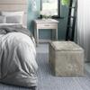 Trent Home Boho Square Pouf in Distressed Gray Faux Leather view 2