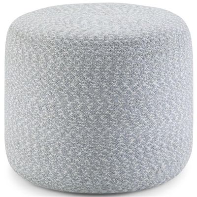 Trent Home Boho Round Braided Pouf in Blue and Natural Cotton