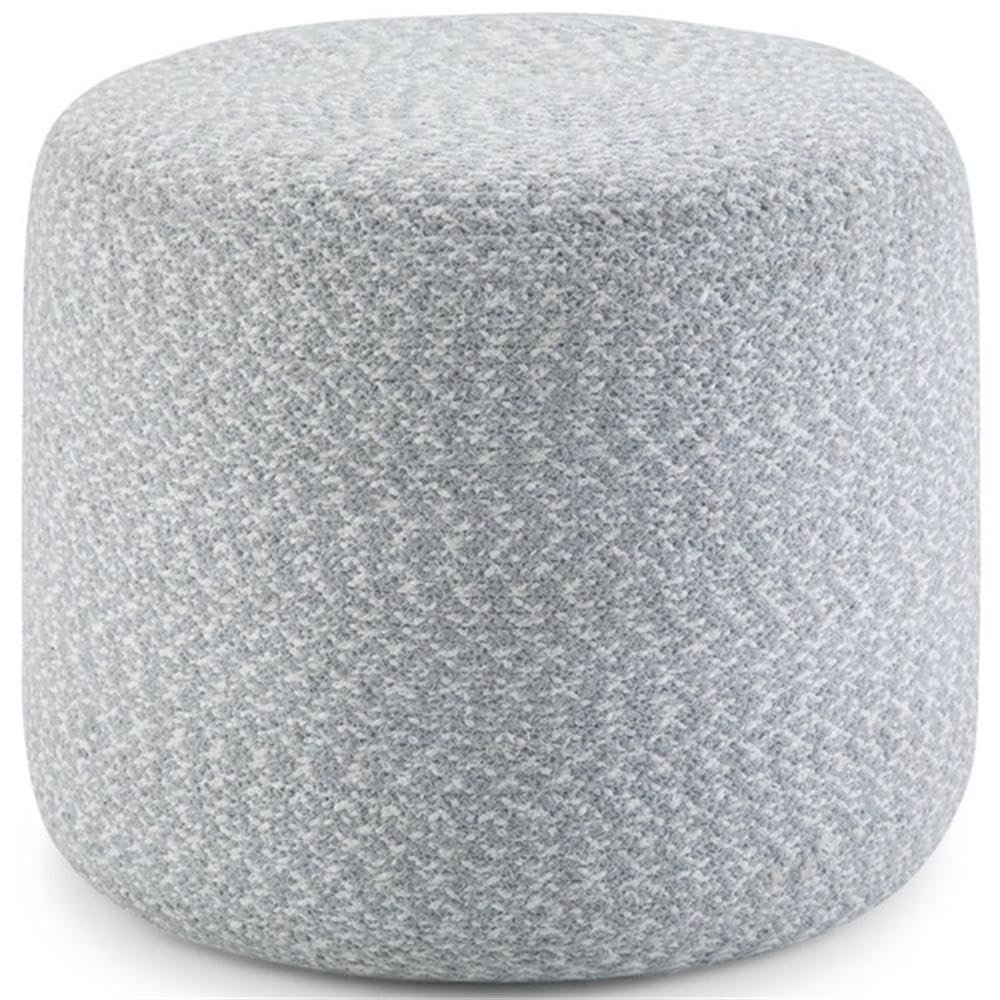 Trent Home Boho Round Braided Pouf in Blue and Natural Cotton
