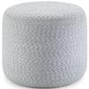 Trent Home Boho Round Braided Pouf in Blue and Natural Cotton view 1