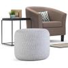 Trent Home Boho Round Braided Pouf in Blue and Natural Cotton view 3