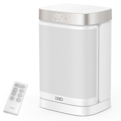 DREO Atom One Space Heater with Remote, 70Oscillating Electric Heaters with Digital Thermostat, 1500W PTC Ceramic Heater, 12h Timer, Quiet Safety Heating, Portable Heater for Home Office