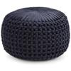 Trent Home Boho Round Pouf in Navy Velvet Fabric view 1