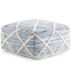 Trent Home Boho Square Pouf, 20.1 in W x 20.1 in D x 10.2 in H, Handwoven Wool and Cotton, Blue and Natural Finish, Diamond Stitching, Versatile Footrest or Extra Seating for Living Room or Bedroom view 1