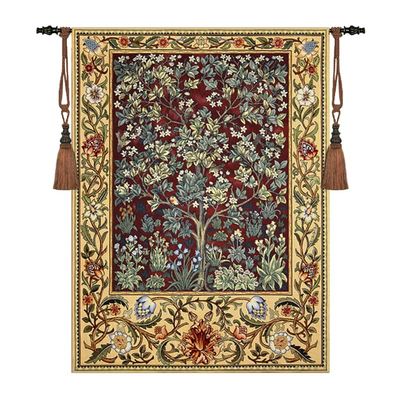 Aubelin Tapestry Medium Ruby William Morris Tree of Life Fine Art Tapestry Wall Hanging Size 47"x33"