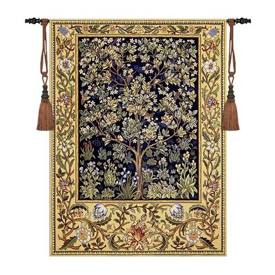 Aubelin Tapestry Medium Blue William Morris Tree of Life Fine Art Tapestry Wall Hanging Size 47"x33"