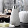 Soap Dispenser Bottle with Pump,Soap Dispenser Bottle White Ceramic Bathroom Accessory Set 5-piece Bathroom Set Including Soap Dispenser,Toothbrush Holder,2 Tumbler,Soap Dish Lotion Pump Bottle (Color view 4