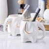 Ceramic,Soap Dispenser Bottle with Pump,Soap Dispenser Bottle Bathroom Accessory Set,Geometric Cute Elephant Soap Dispenser For Liquid Soap Or Lotion Lotion Pump Bottle (Color : 5-piece bathroom set A view 4