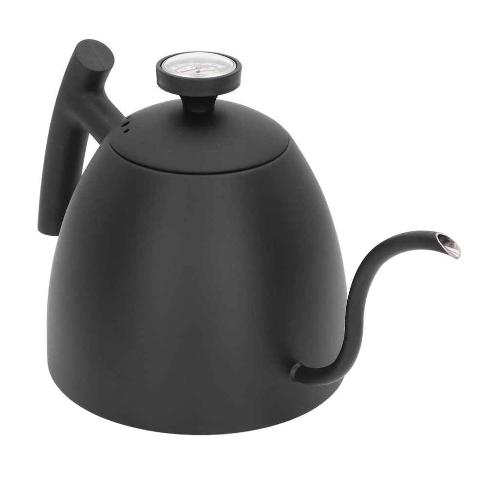 800ml Pour Over Kettle Capacity Black Gooseneck Stainless Steel Coffee Kettle with Thermometer Hanging Ear Tool for Travel Coffee Maker Outdoor , Coffee Drip Pot , Coffee Drip Pot , 800ml Pour Over