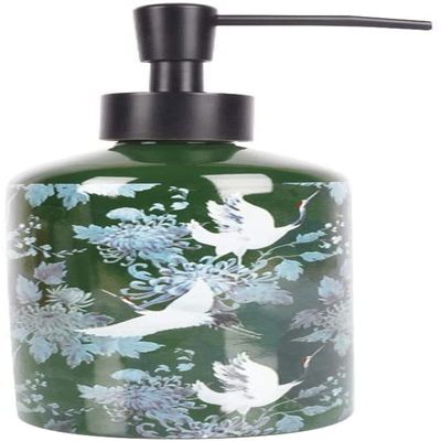 Ceramic,Soap Dispenser Bottle with Pump,Soap Dispenser Bottle Liquid Soap Dispenser Birds Pump Dispenser with Plastic Pump Refillable Glass Bottle for Countertops 400ML/13.5OZ (Red Green) Lotion Pump