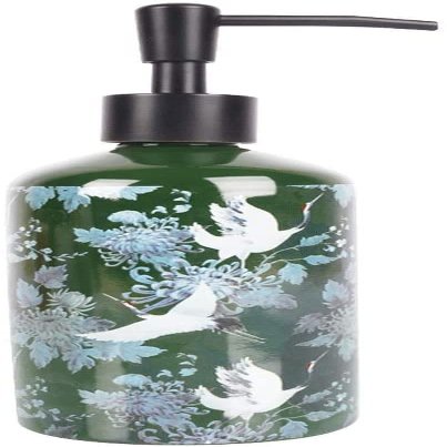 Ceramic,Soap Dispenser Bottle with Pump,Soap Dispenser Bottle Liquid Soap Dispenser Birds Pump Dispenser with Plastic Pump Refillable Glass Bottle for Countertops 400ML/13.5OZ (Red Green) Lotion Pump