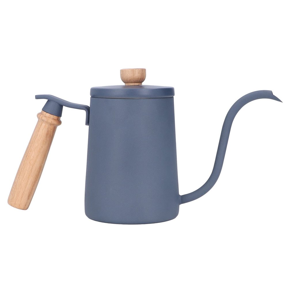 600ml Stainless Steel Coffee Pour Over Kettle Gooseneck Vent Hole Wooden Handle Food Grade Hanging Ear Tool for Travel Coffee Maker Outdoor (Blue) , Coffee Drip Pot , Coffee Drip Pot , 600ml Stainle