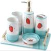 Ceramic,Soap Dispenser Bottle with Pump,Soap Dispenser Bottle Bathroom Accessory Set Ceramic 6 Piece Bathroom Set Features Soap Dispenser, Etc, Strawberry Pattern Hand Lotion Pump Bottle view 1