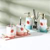 Ceramic,Soap Dispenser Bottle with Pump,Soap Dispenser Bottle Bathroom Accessory Set Ceramic 6 Piece Bathroom Set Features Soap Dispenser, Etc, Strawberry Pattern Hand Lotion Pump Bottle view 3