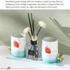 Ceramic,Soap Dispenser Bottle with Pump,Soap Dispenser Bottle Bathroom Accessory Set Ceramic 6 Piece Bathroom Set Features Soap Dispenser, Etc, Strawberry Pattern Hand Lotion Pump Bottle view 4