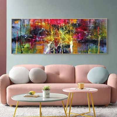 HOLEILUCK Decoration Wall Canvas Art Poster and Print Colorful Abstract Modern Painting on Canvas Oversized Picture for Living Room 30x75cm(12x30in) Withframe