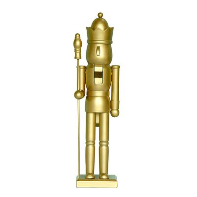LUOZZY Christmas Craft Wood Nutcracker Figurines Unfinished Wood Nutcracker King Figure for Christmas Desktop Decorations, Gold