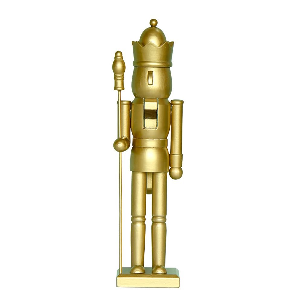 LUOZZY Christmas Craft Wood Nutcracker Figurines Unfinished Wood Nutcracker King Figure for Christmas Desktop Decorations, Gold