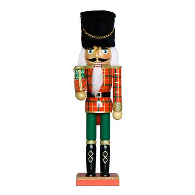 LUOZZY Christmas Nutcracker Figures, Green King Nutcracker Figures Holding Gifts for Winter Christmas Desktop Fireplace Decorations