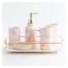 Plastic,Ceramic,Soap Dispenser Bottle with Pump,Soap Dispenser Bottle Ceramic Bathroom Accessories Set 6 Piece With Marble Tray Lotion Pump/Soap Dispenser, Toothbrush Holder,Tumbler,Soap Dish Lotion P view 1