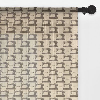 Ambesonne Hobby Tulle Curtains with Rod Pocket, Sewing Machine Patterns with Star Shapes Tailoring Objects Dressmaking Tools, Sheer Drape for Wedding Party 2 Panels, 108" x 72", Beige and Taupe