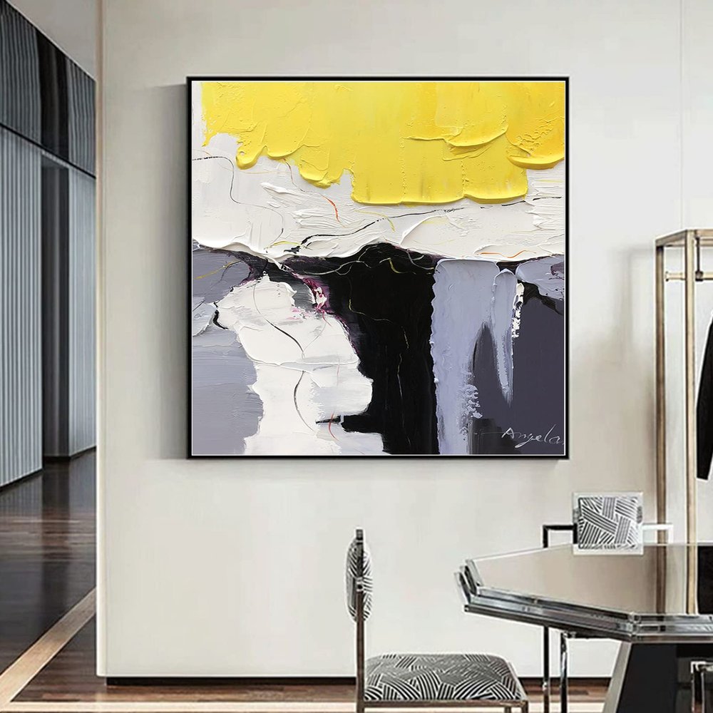 100% Hand-Painted Original Art Oil PaintingWall Artfor Living Room,Oversize Modern AbstractPainting,Large 3D Texture Palette Knife Canvas, 20X20 Frameless Unstretched Painting
