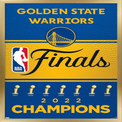 Trends International NBA Golden State Warriors - 2022 Commemorative Finals Team Logo Wall Poster, 22.4L x 14.7W, Gold Framed Version