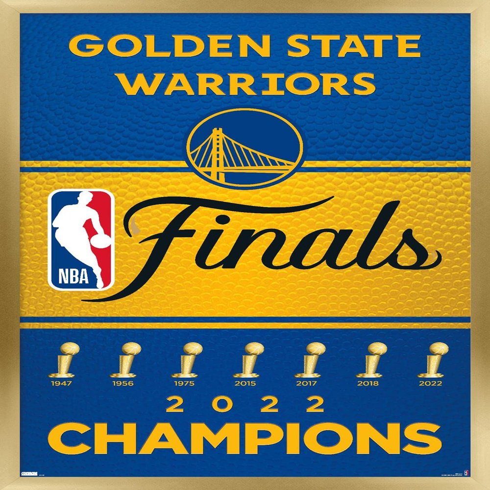 Trends International NBA Golden State Warriors - 2022 Commemorative Finals Team Logo Wall Poster, 22.4L x 14.7W, Gold Framed Version