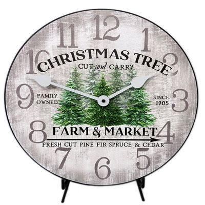 Christmas Tree Clock | Ultra Quiet Quartz Mechanism | Hand Made in USA Beautiful Crisp Lasting Color | Comes in 8 Sizes