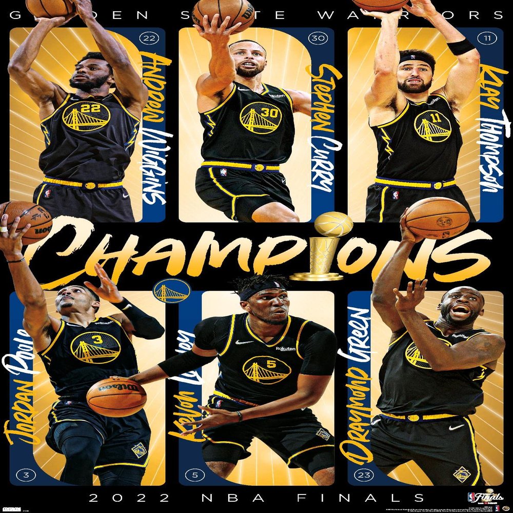 Trends International NBA Golden State Warriors - 2022 Commemorative Finals Champions Wall Poster, 34L x 22.4W, Premium Unframed Version