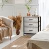 Sorbus Nightstand Dresser with 3 Faux Wood Drawers - Bedside Table Chest with Storage, Steel Frame, Wood Top, Easy Pull Fabric Bins for Bedroom, Living Room, Closet & Dorm Furniture Lamp Stand view 2