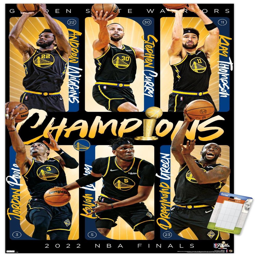 Trends International NBA Golden State Warriors - 2022 Commemorative Finals Champions Wall Poster, 22.4L x 14.7W, Premium Poster & Mount Bundle