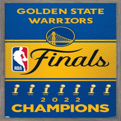 Trends International NBA Golden State Warriors - 2022 Commemorative Finals Team Logo Wall Poster, 22.4L x 14.7W, Barnwood Framed Version