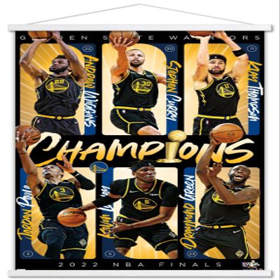Trends International NBA Golden State Warriors - 2022 Commemorative Finals Champions Wall Poster, 22.37" x 34.00", Premium Print and White Hanger Bundle