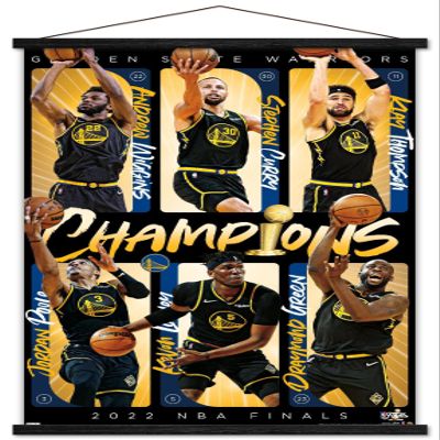 Trends International NBA Golden State Warriors - 2022 Commemorative Finals Champions Wall Poster, 22.37" x 34.00", Premium Print and Black Hanger Bundle