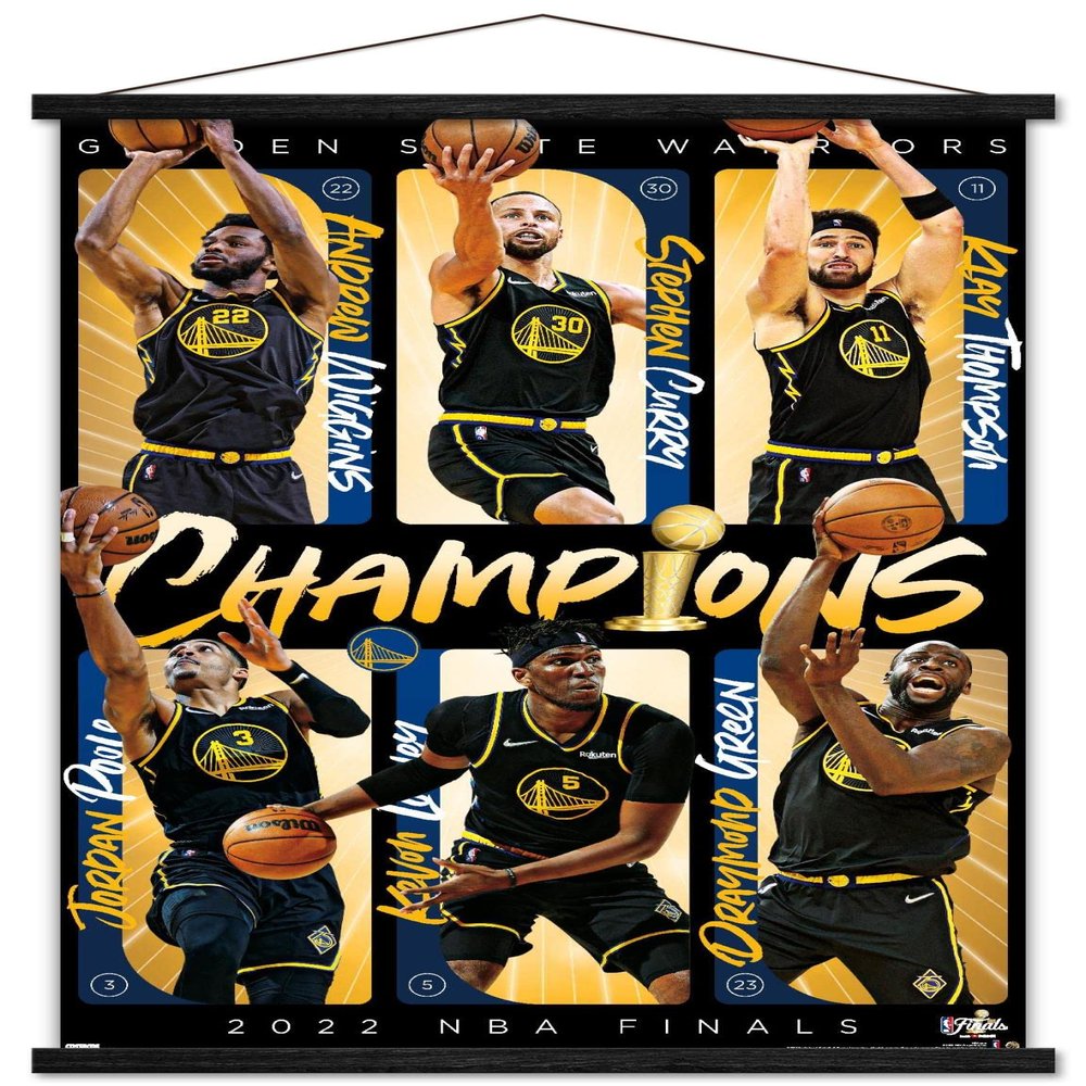 Trends International NBA Golden State Warriors - 2022 Commemorative Finals Champions Wall Poster, 22.37" x 34.00", Premium Print and Black Hanger Bundle